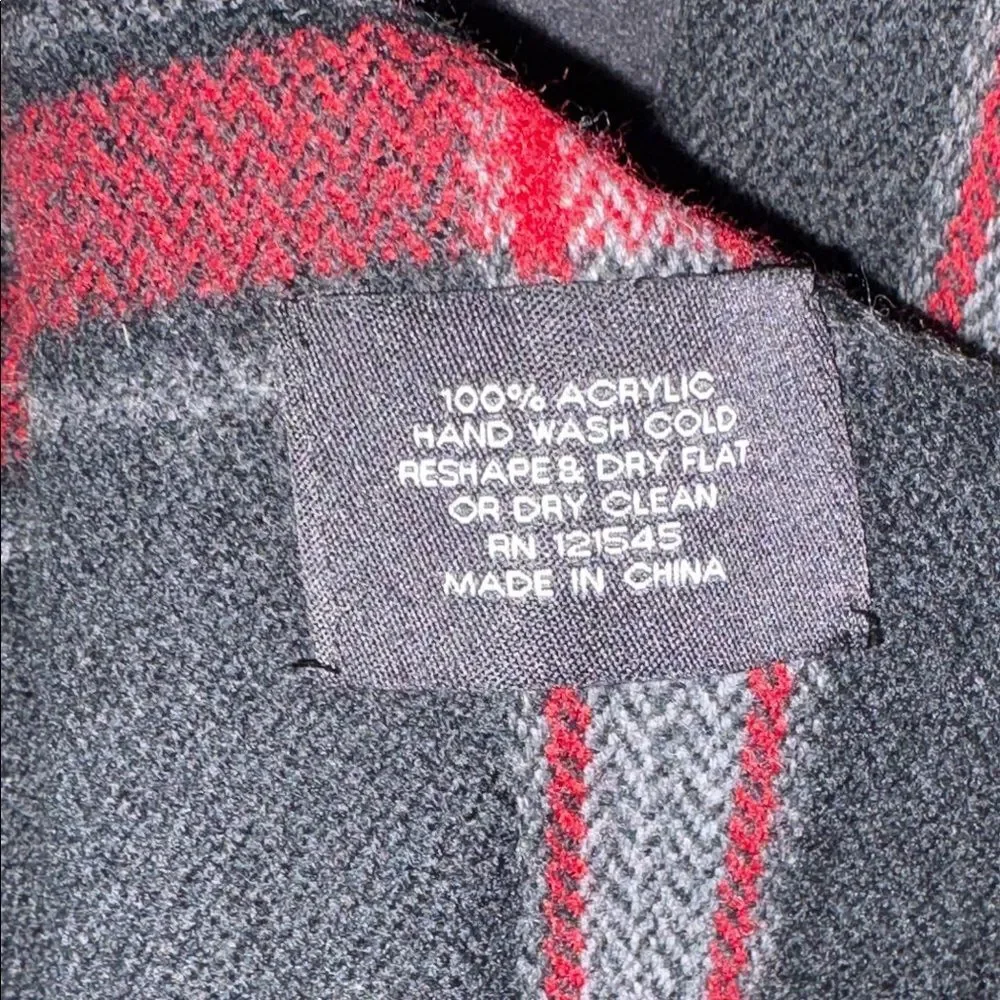 London Fog Black and Red Plaid Scarf